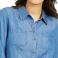 Camisa feminina Chambray Charter Club Azul Tamanho PL