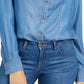 Camisa feminina Chambray Charter Club Azul Tamanho PL
