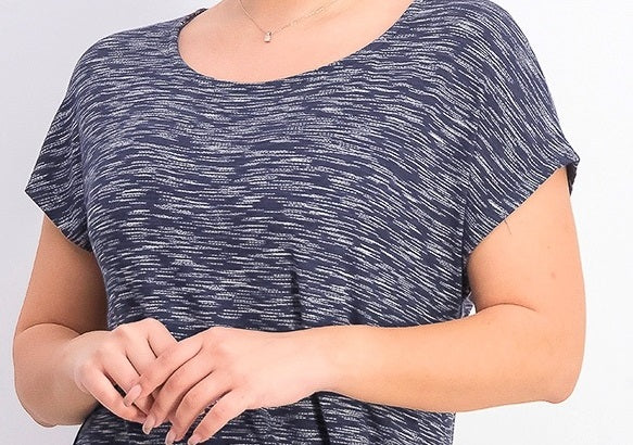 Camiseta feminina com bainha amarrada, azul, tamanho grande, coleção JM