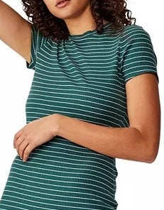 Vestido midi justo com manga curta Cotton On Essential feminino, verde, tamanho XL