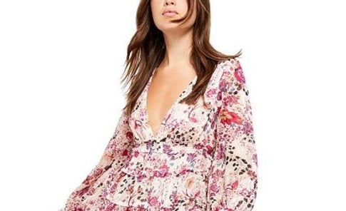 Vestido floral em camadas Closer To The Heart da Free People para mulheres, rosa, tamanho pequeno