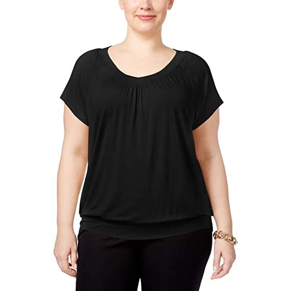 Blusa plus size feminina JM Collection preta tamanho 1X