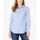 Blusa feminina Charter Club com botões frontais, azul, tamanho 18