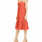 Vestido midi feminino INC International Concepts com frente torcida e mistura de linho, laranja, tamanho pequeno