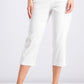 Calça capri feminina com controle de barriga e bainha abotoada JM Collection, branca, tamanho grande