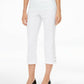 Calça capri feminina com controle de barriga e bainha abotoada JM Collection, branca, tamanho grande
