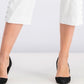 Calça capri feminina com controle de barriga e bainha abotoada JM Collection, branca, tamanho grande