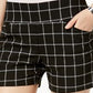 Shorts feminino xadrez INC International Concepts, branco/preto, tamanho 10
