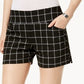 Shorts feminino xadrez INC International Concepts, branco/preto, tamanho 10