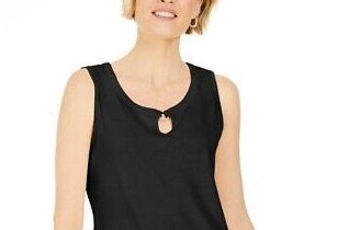 Regata feminina Karen Scott Keyhole Hardware preta tamanho X-S