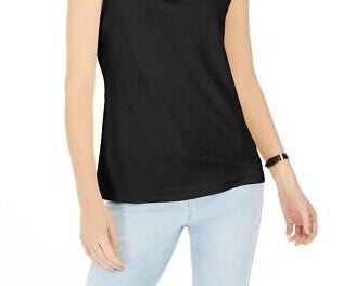 Regata feminina Karen Scott Keyhole Hardware preta tamanho X-S