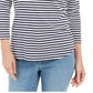 Blusa listrada feminina Charter Club com manga 3/4, branca/azul-marinho, tamanho pequeno