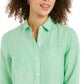 Camisa de linho feminina Charter Club, verde-limão, tamanho extragrande