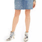 INC International Concepts Saia jeans feminina com corte curvilíneo e strass, azul, tamanho 0