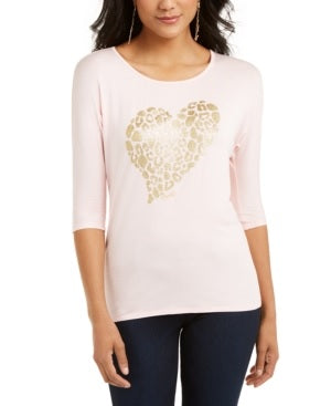 Blusa feminina com estampa metálica Thalia Sodi, rosa, tamanho X-G