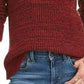 Suéter feminino de gola redonda mesclado estilo &amp; co, vermelho, tamanho grande