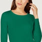 Blusa feminina Alfani pequena de malha, manga comprida, franzida, verde, tamanho pequeno