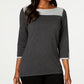 Karen Scott Suéter Feminino de Algodão Colorblock Cinza Tamanho X-S