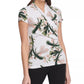 Blusa franzida com estampa floral feminina DKNY, branca, tamanho X-G