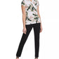Blusa franzida com estampa floral feminina DKNY, branca, tamanho X-G