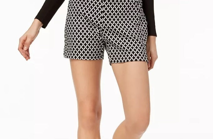 Shorts jacquard estampado feminino INC International Concepts, preto, tamanho 4