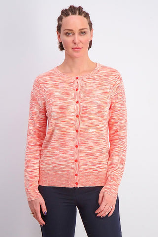 Cardigan feminino com botões tingidos em cores do Charter Club, laranja, tamanho grande