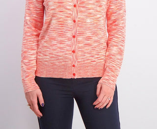 Cardigan feminino com botões tingidos em cores do Charter Club, laranja, tamanho grande