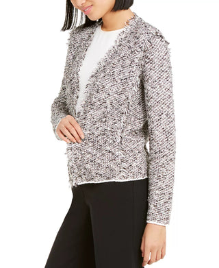 Cardigan Alfani Feminino de Fios Mistos e Frente Aberta, Preto, Tamanho XXG