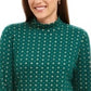 Karen Scott Blusa Feminina com Estampa de Flocos de Neve e Gola Alta Verde Tamanho P