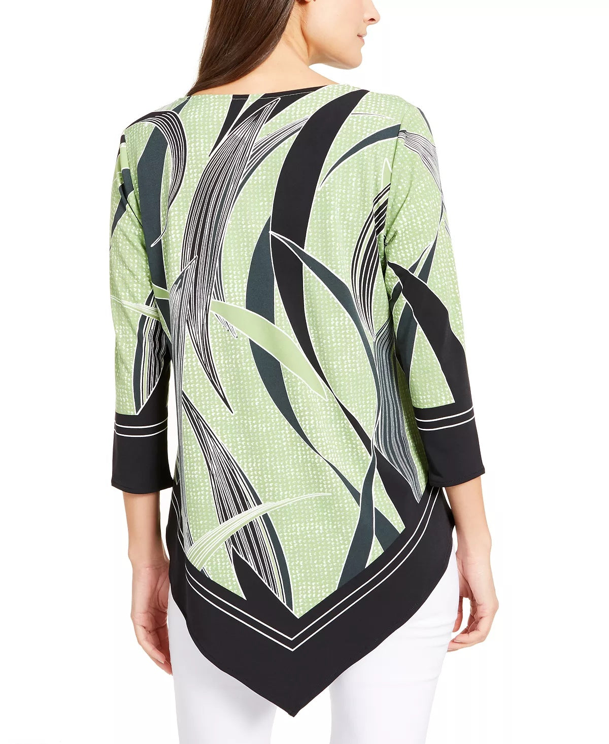 Vestido-camisa feminino Charter Club Petite com estampa de lenço e bainha, tamanho pequeno, verde