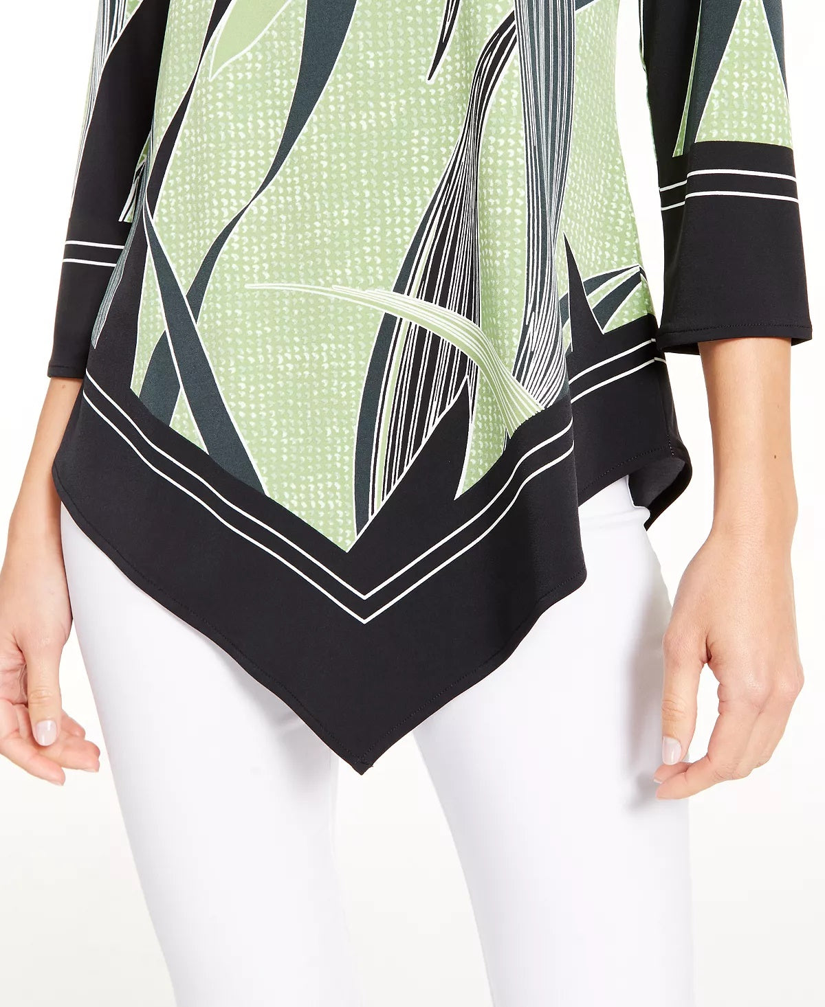 Vestido-camisa feminino Charter Club Petite com estampa de lenço e bainha, tamanho pequeno, verde