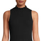 Blusa feminina Anne Klein com gola mandarim, preta, tamanho extragrande