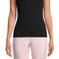 Blusa feminina Anne Klein com gola mandarim, preta, tamanho extragrande