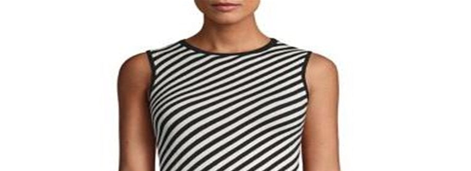 Anne Klein Regata feminina listrada sem mangas preta tamanho G