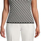 Anne Klein Regata feminina listrada sem mangas preta tamanho G