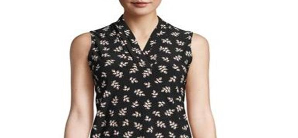 Blusa feminina Anne Klein estampada sem mangas preta tamanho X-S