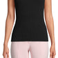 Blusa feminina Anne Klein canelada com babados e gola alta, preta, tamanho XS