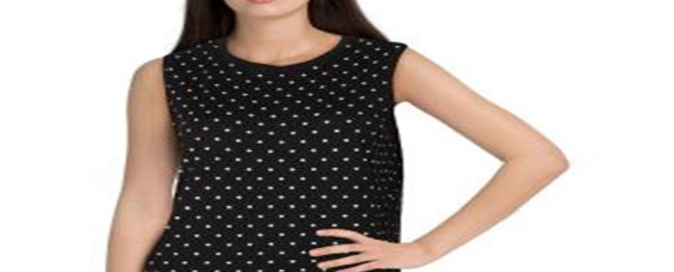 Anne Klein Pulôver Feminino Bolinhas Regata Preta Tamanho Médio