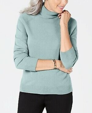 Karen Scott Suéter feminino Petite LuX-Smalloft gola alta azul tamanho PL