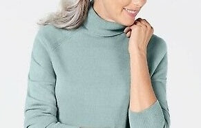 Karen Scott Suéter feminino Petite LuX-Smalloft gola alta azul tamanho PL
