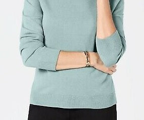 Karen Scott Suéter feminino Petite LuX-Smalloft gola alta azul tamanho PL