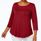 JM Collection Top feminino plus size com decote redondo, vermelho, tamanho 2X