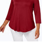 JM Collection Top feminino plus size com decote redondo, vermelho, tamanho 2X