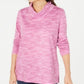 Karen Scott Top Feminino Gola Funil Tingido com Estampa Rosa Tamanho Grande