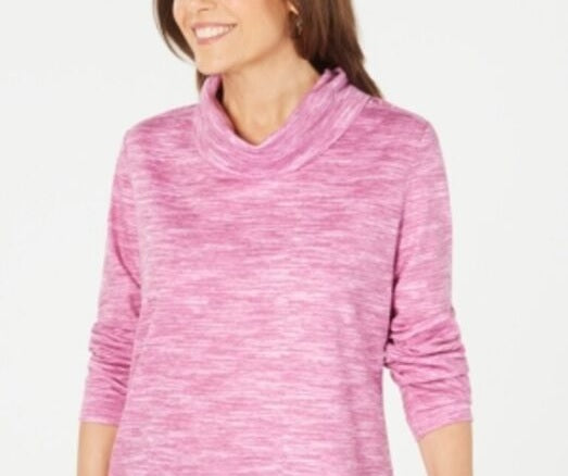Karen Scott Top Feminino Gola Funil Tingido com Estampa Rosa Tamanho Grande