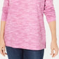 Karen Scott Top Feminino Gola Funil Tingido com Estampa Rosa Tamanho Grande