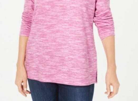 Karen Scott Top Feminino Gola Funil Tingido com Estampa Rosa Tamanho Grande