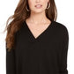 Túnica feminina com decote em V, preta, tamanho PS, da Style &amp; Co
