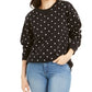 Moletom feminino Karen Scott de lã estampado, preto, tamanho PS/M
