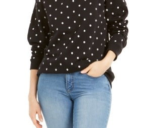 Moletom feminino Karen Scott de lã estampado, preto, tamanho PS/M